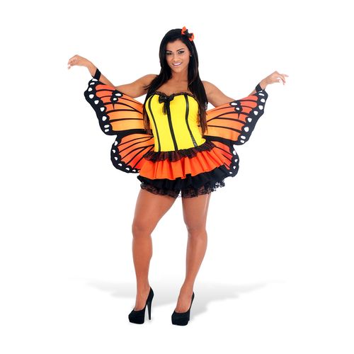 Fantasia Borboleta Laranja Adulto e Infantil - Heat Girls
