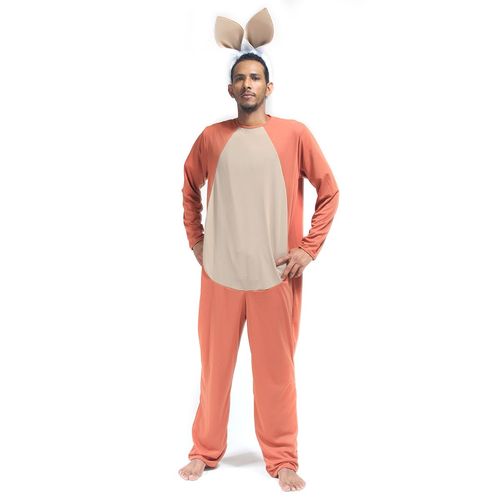Fantasia Coelho Caramelo Macacão Adulto e Infantil com Tiara de Orelhas