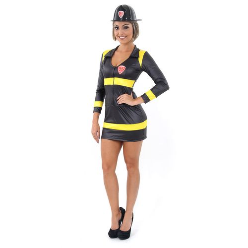 Fantasia Bombeira Preta Adulto e Infantil - Heat Girls
