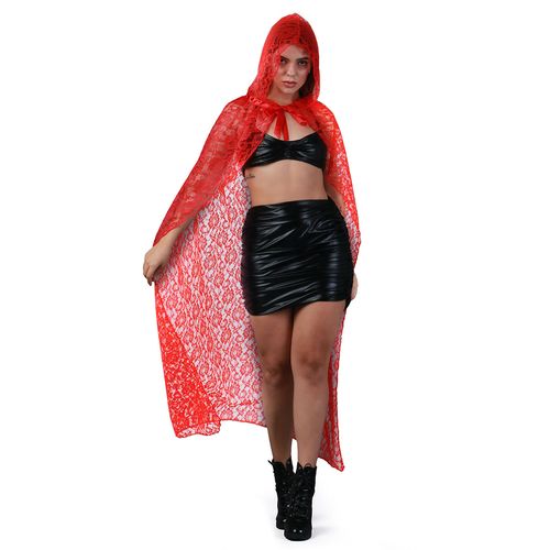 Capa De Renda Vermelha Adulto e Infantil Para Halloween Abrakadabra