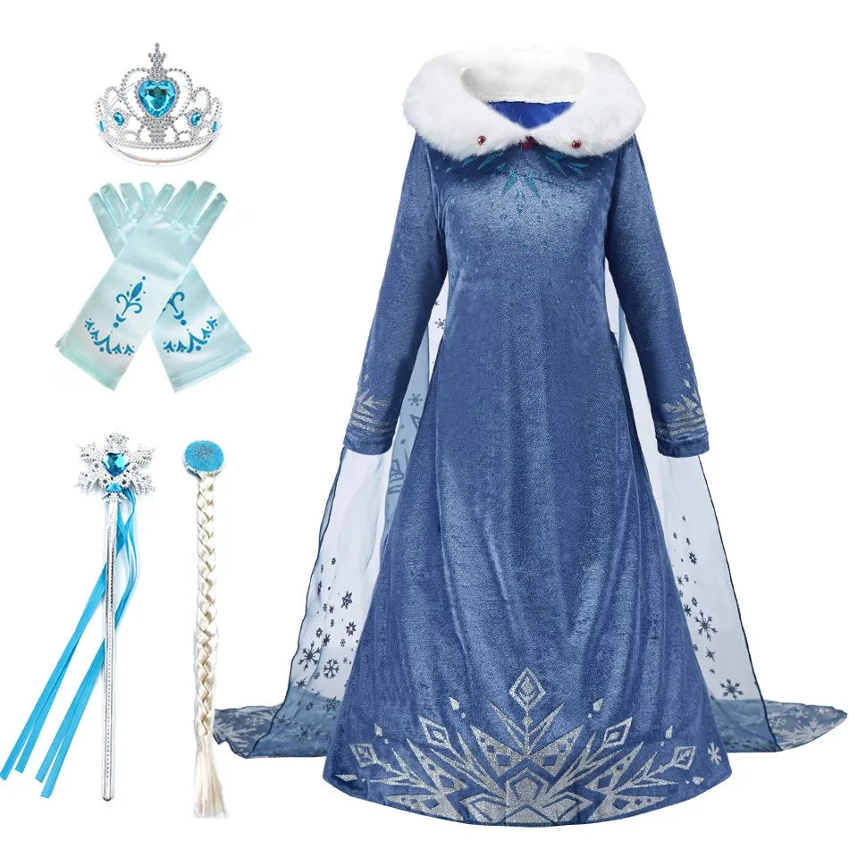 Vestido Infantil e Adulto Elsa Neve